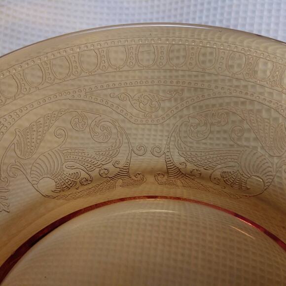 SALE 9 Cambridge Depression Era Etched Amber Salad Plates - Picture 7 of 14
